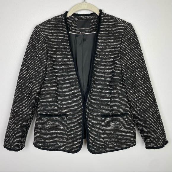Banana Republic Jackets & Blazers - Banana‎ Republic Black and White Boucle Fringe Trim Business Professional Balzer